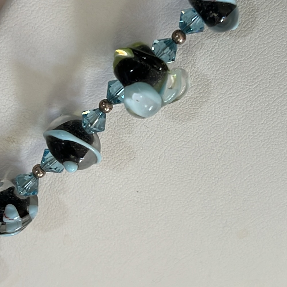 Glass Bead and Sterling Necklace - Picture 4 of 11